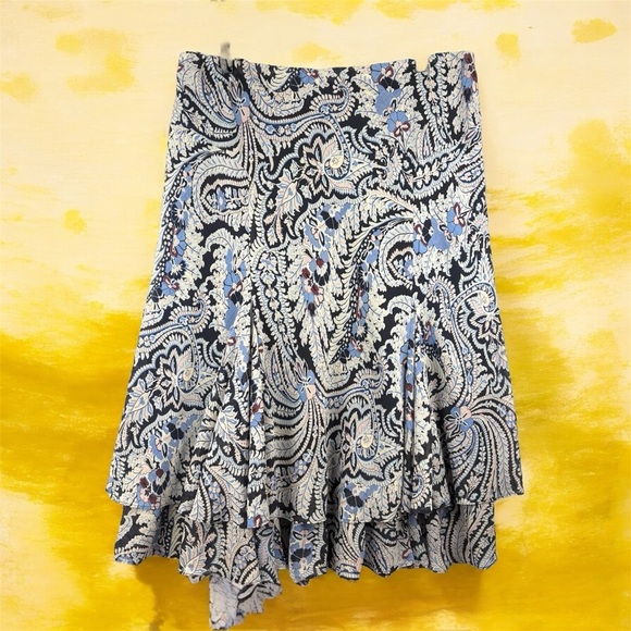 Chaps Chiffon Paisley Print Asymmetrical Skirt Sz Large 34” Waist VTG 90s Y2K - Picture 1 of 8